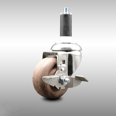 Service Caster 3.5 Inch 316SS High Temp Glass Filled Nylon 1-1/8 Inch Stem Caster with Brake SCC-SS316EX20S3514-GFNSHT-TLB-118